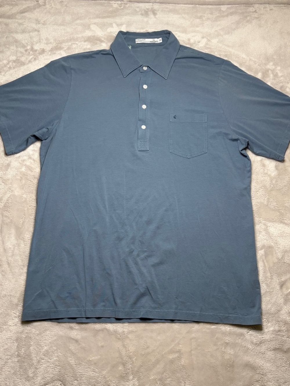 Criquet Polo Shirt Mens XL Blue Golf Casual Performance Short Sleeve Logo Preppy